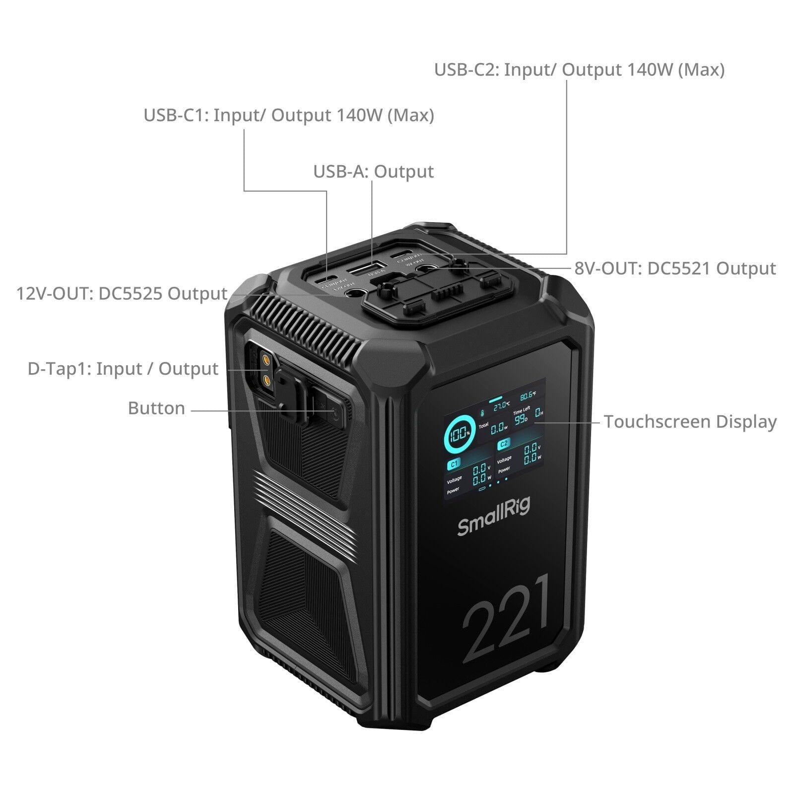 SmallRig 4985  X221 X-Touch Smart Üçlü Korumalı 1,5 m Düşmeye Dayanıklı, IP54 Su Geçirmez / Toz Geçirmez) V-Mount Batarya