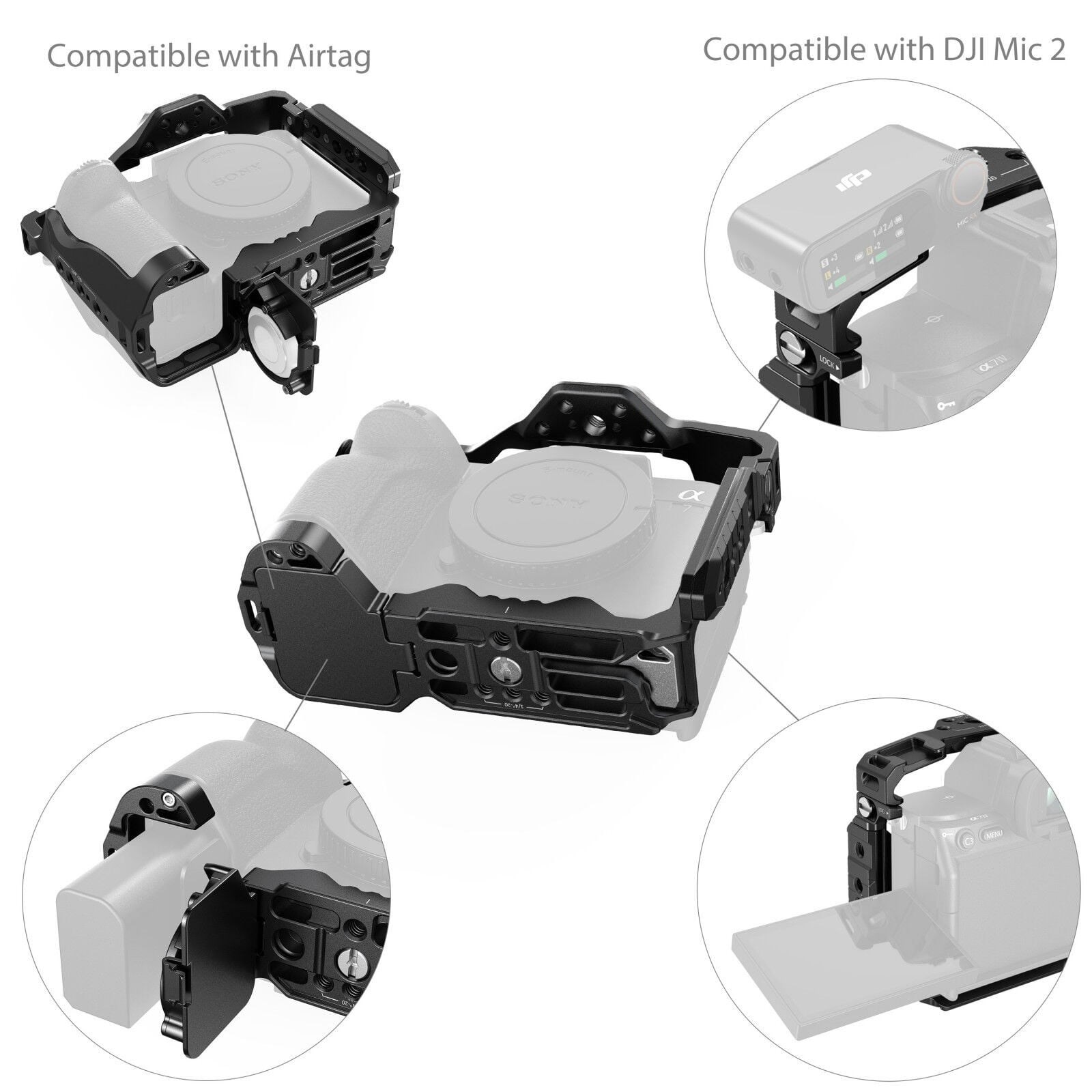 SmallRig 5583 Sony Alpha 7R V / 7 IV / 7S III / 1 / 7R IV / 7 V  için Airtag Yuvalı  Kafes