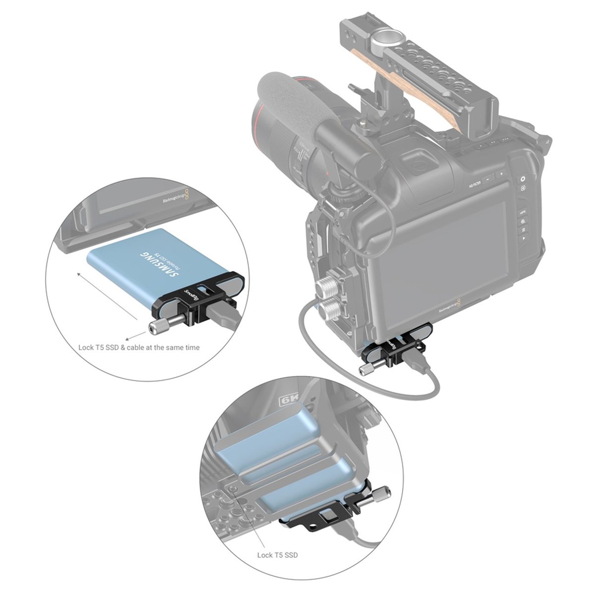 SmallRig BMPCC 6K Pro için T5 SSD Tutucu 3300