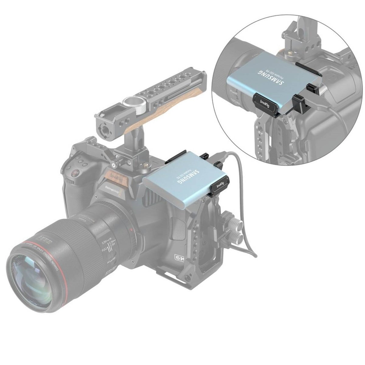 SmallRig BMPCC 6K PRO için T5 / T7 SSD Tutucu 3272