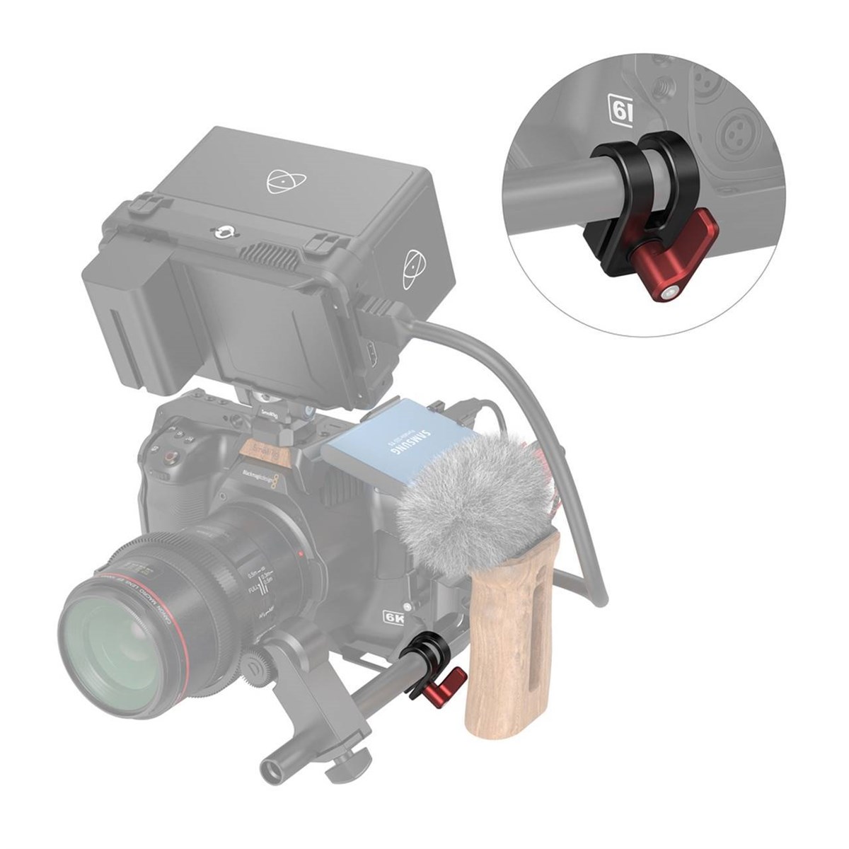 SmallRig BMPCC 6K PRO Kafes için 15mm Tek Çubuk Kelepçe 3276