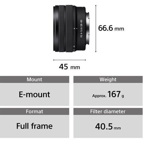Sony FE 28–60 mm f/4–5.6 Compact Zoom Lens (SEL2860)