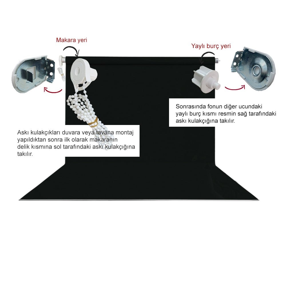 Stüdyo Teknik 190X400Cm Siyah Fon Perdesi Seti