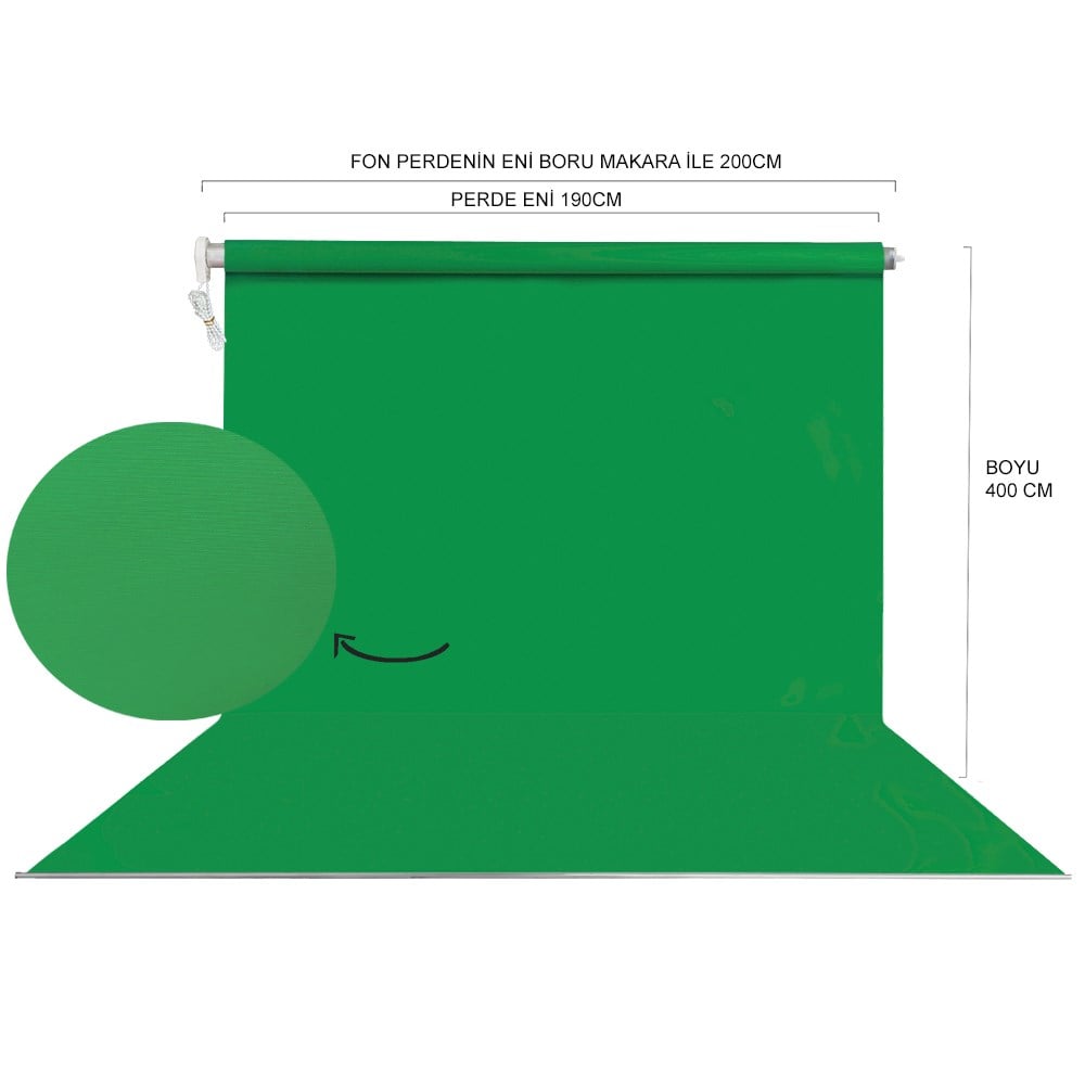 Stüdyo Teknik 190X400Cm Yeşil Fon Perdesi Seti