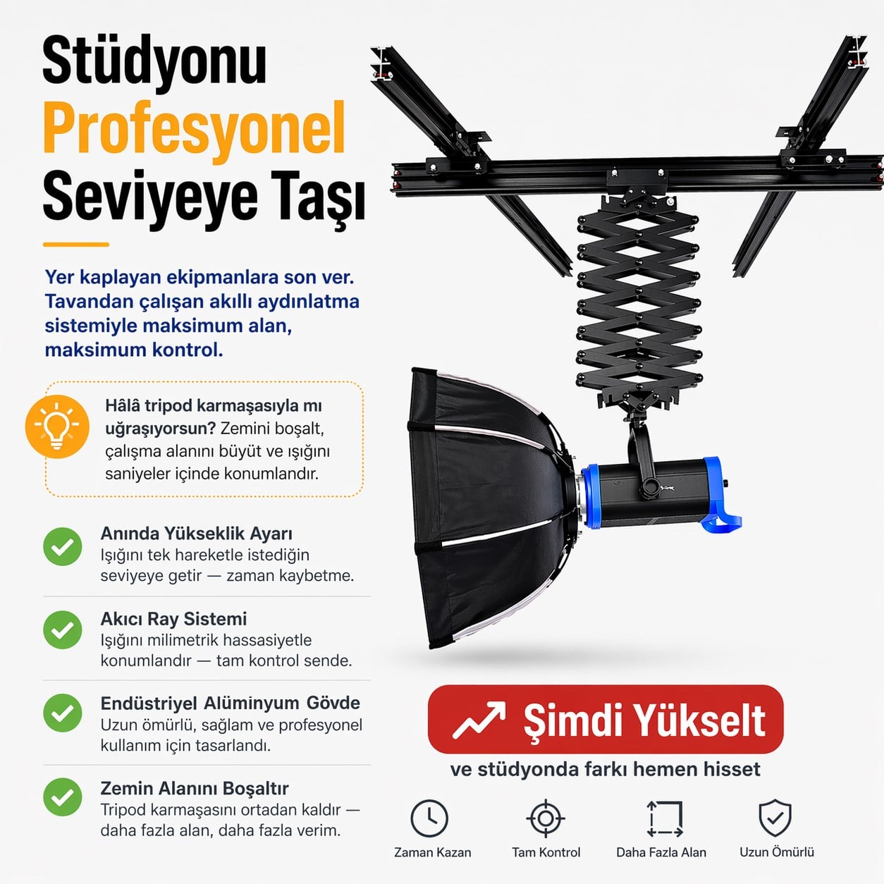 Stüdyo Teknik Tavan Ray Sistemi