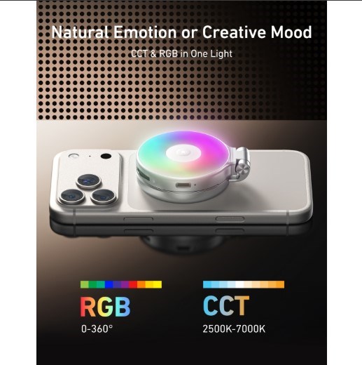 TELESIN Magnetic RGB Selfie Ring Light