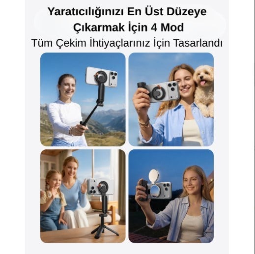 Telesin Manyetik Selfie Çubuğu (Bluetooth Kumandalı)