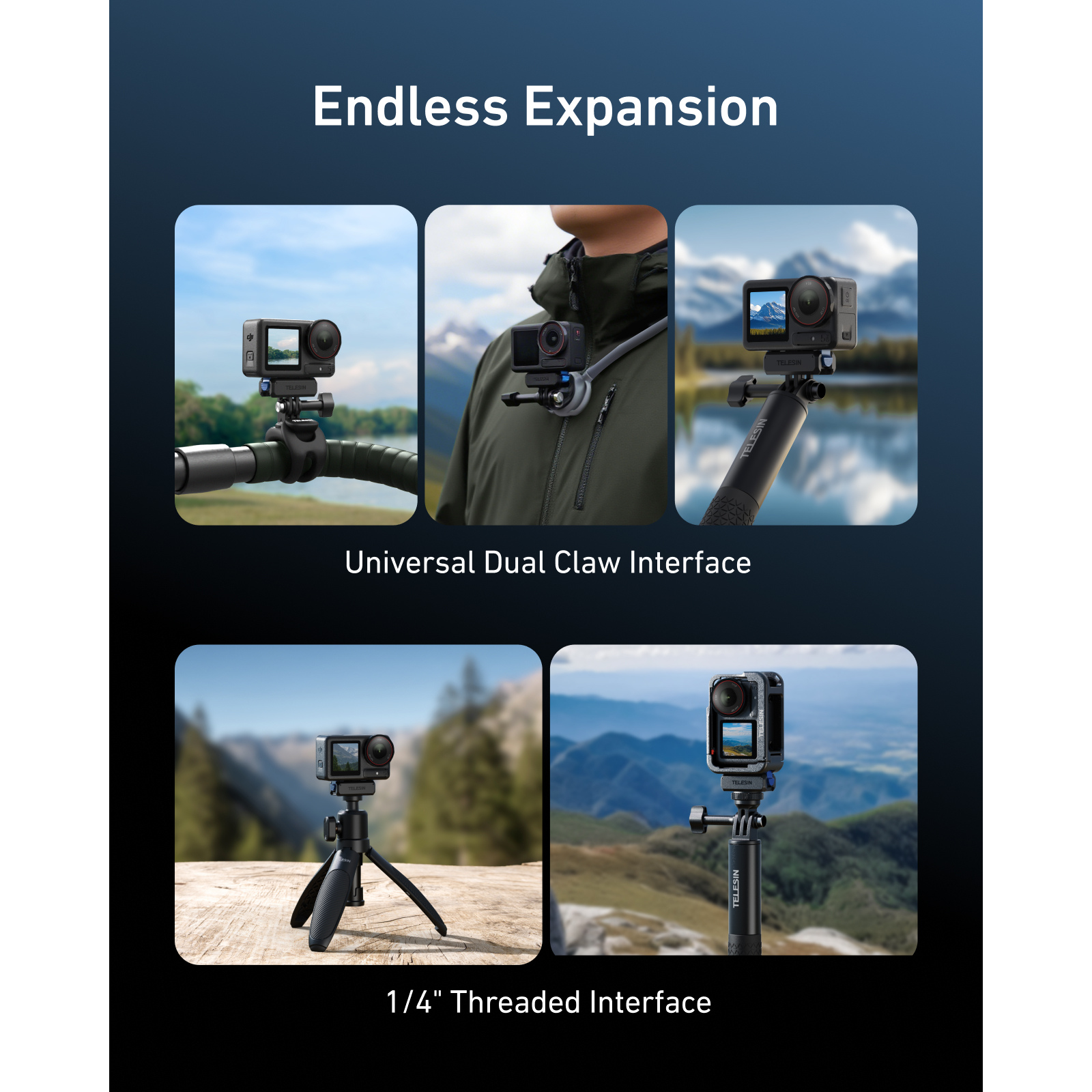 TELESIN Osmo Action 3/4/5 Quick-Detach Mount