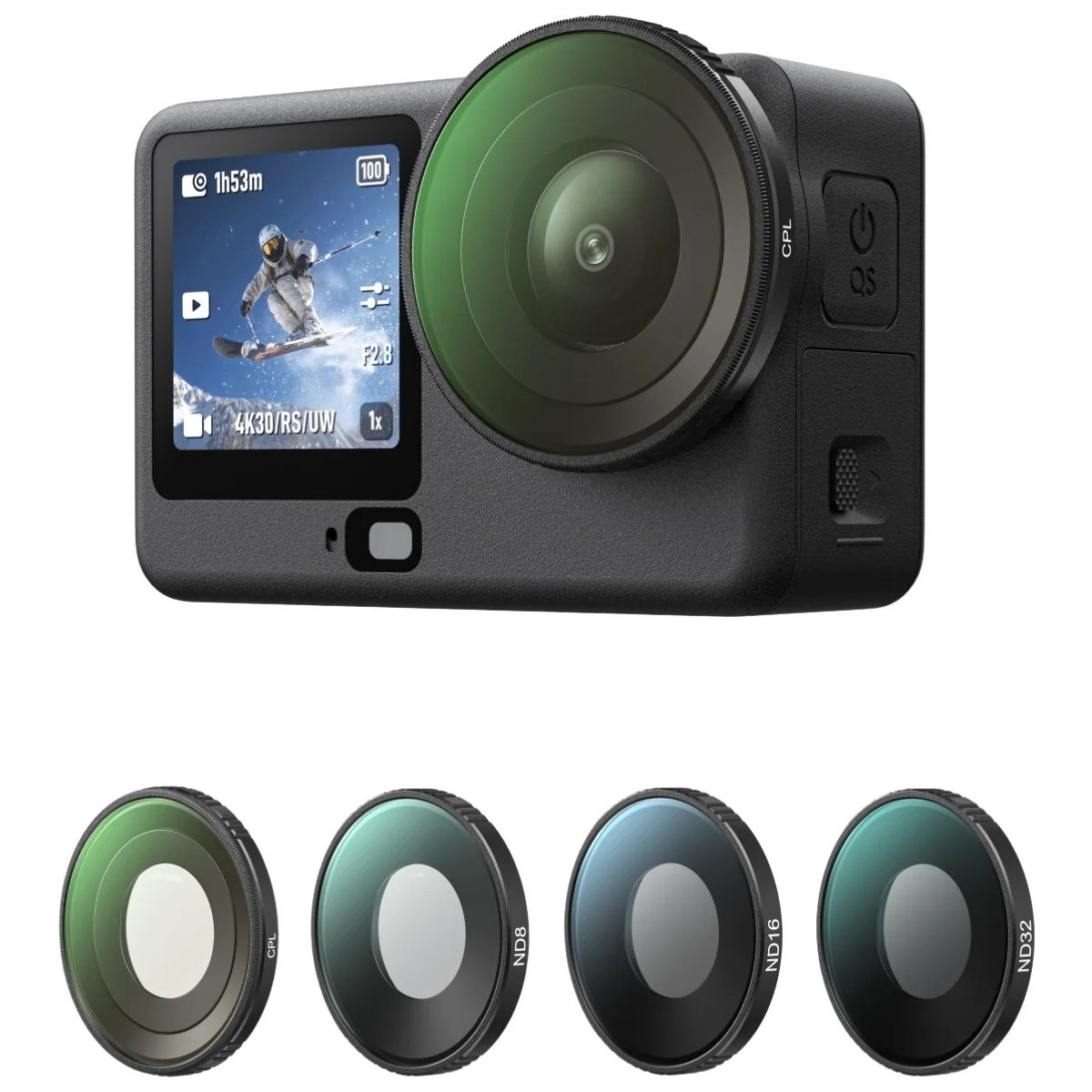 Telesin Osmo Action 6 Için Dişli Montaj Filtre Seti (CPL+ND8+ND16+ND32)