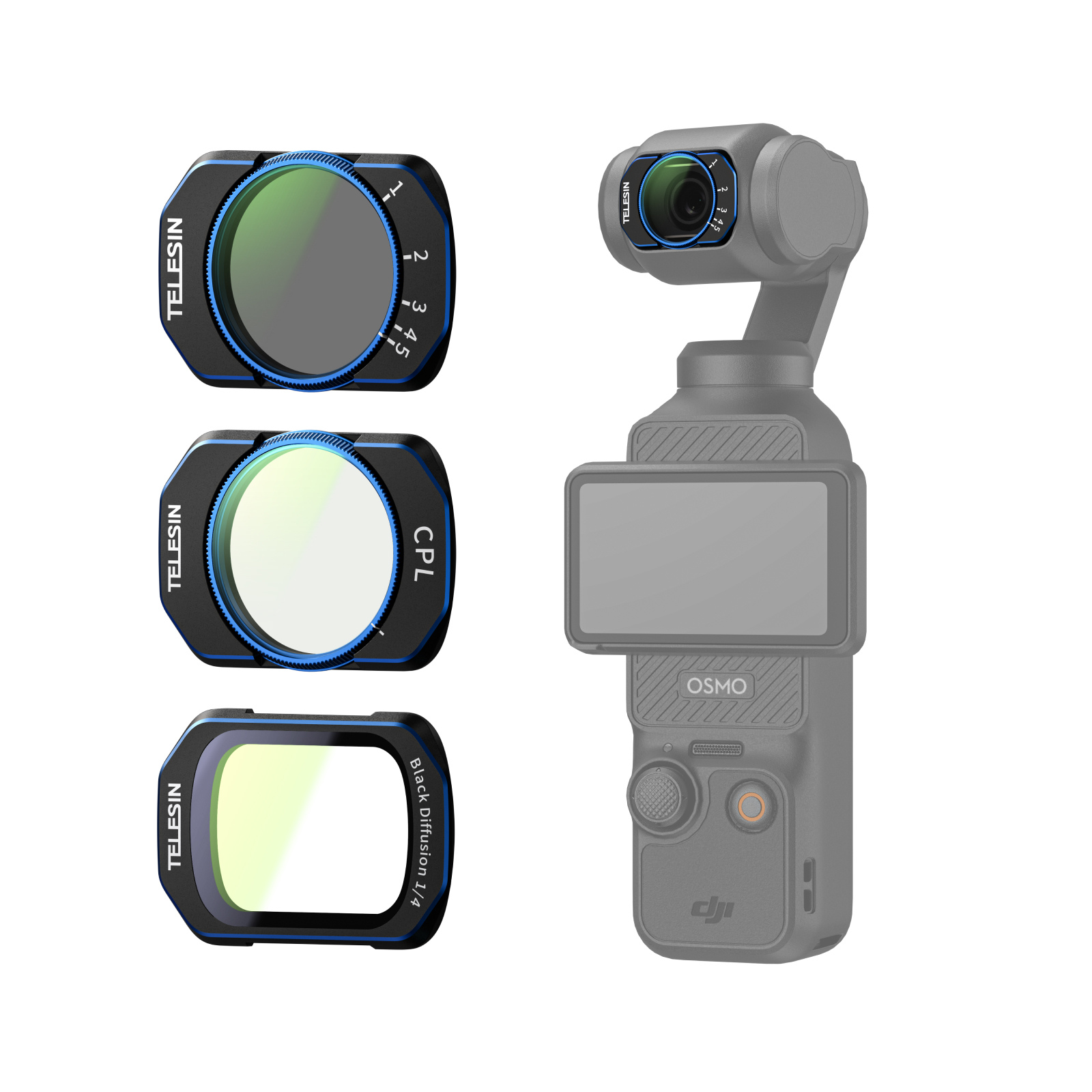Telesin Osmo Pocket 3 Filtre Seti (VND + CPL + Black Mist)