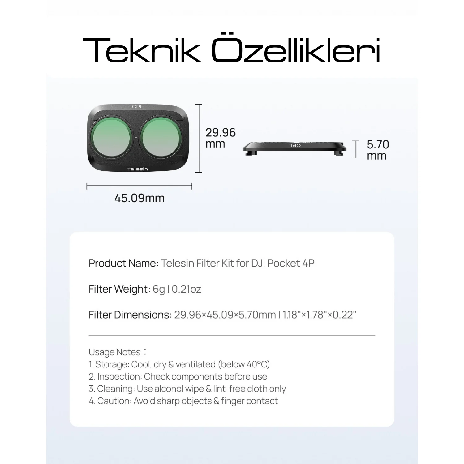 Telesin Osmo Pocket 4P CPL Filtre