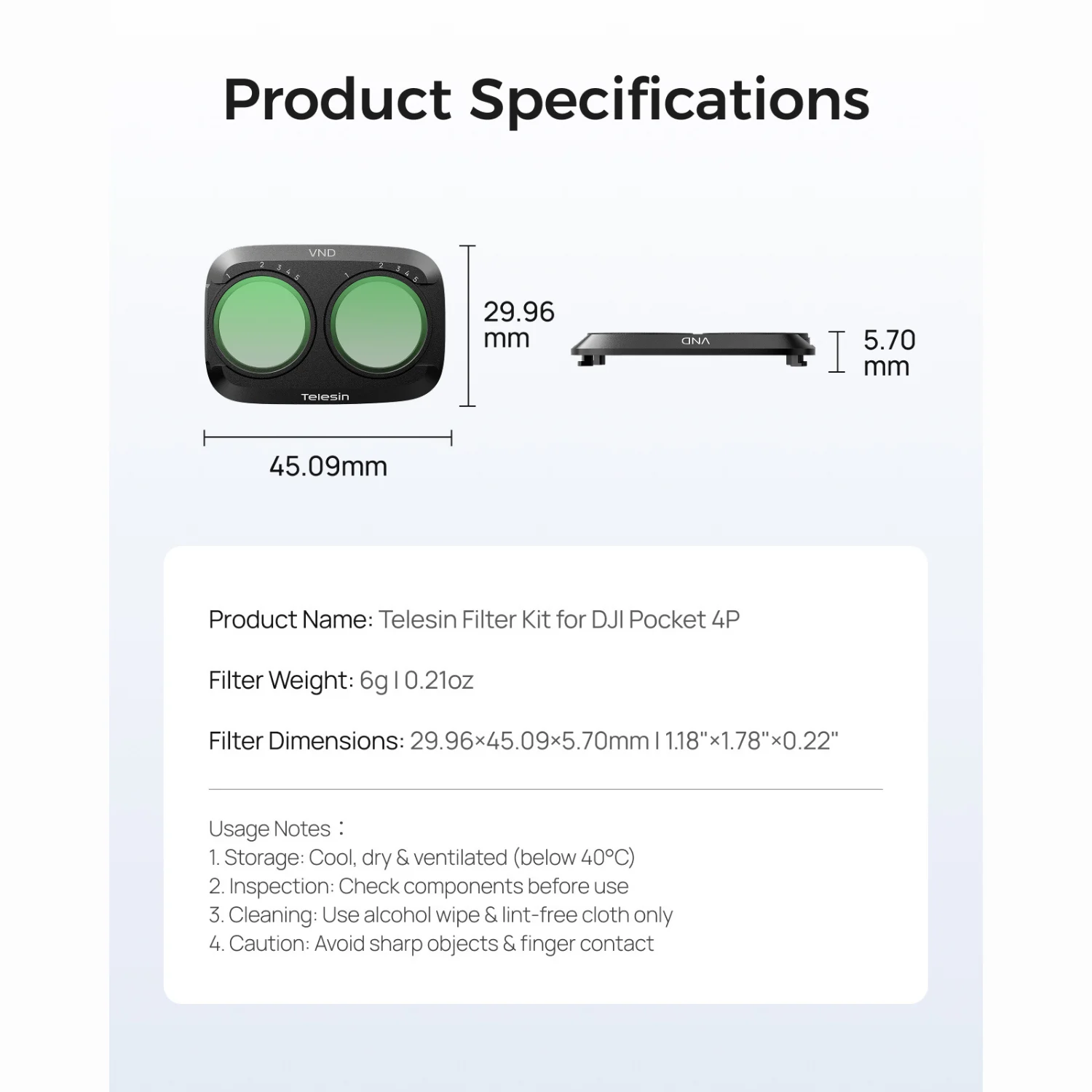 Telesin Osmo Pocket 4P VND2-32 Filtre