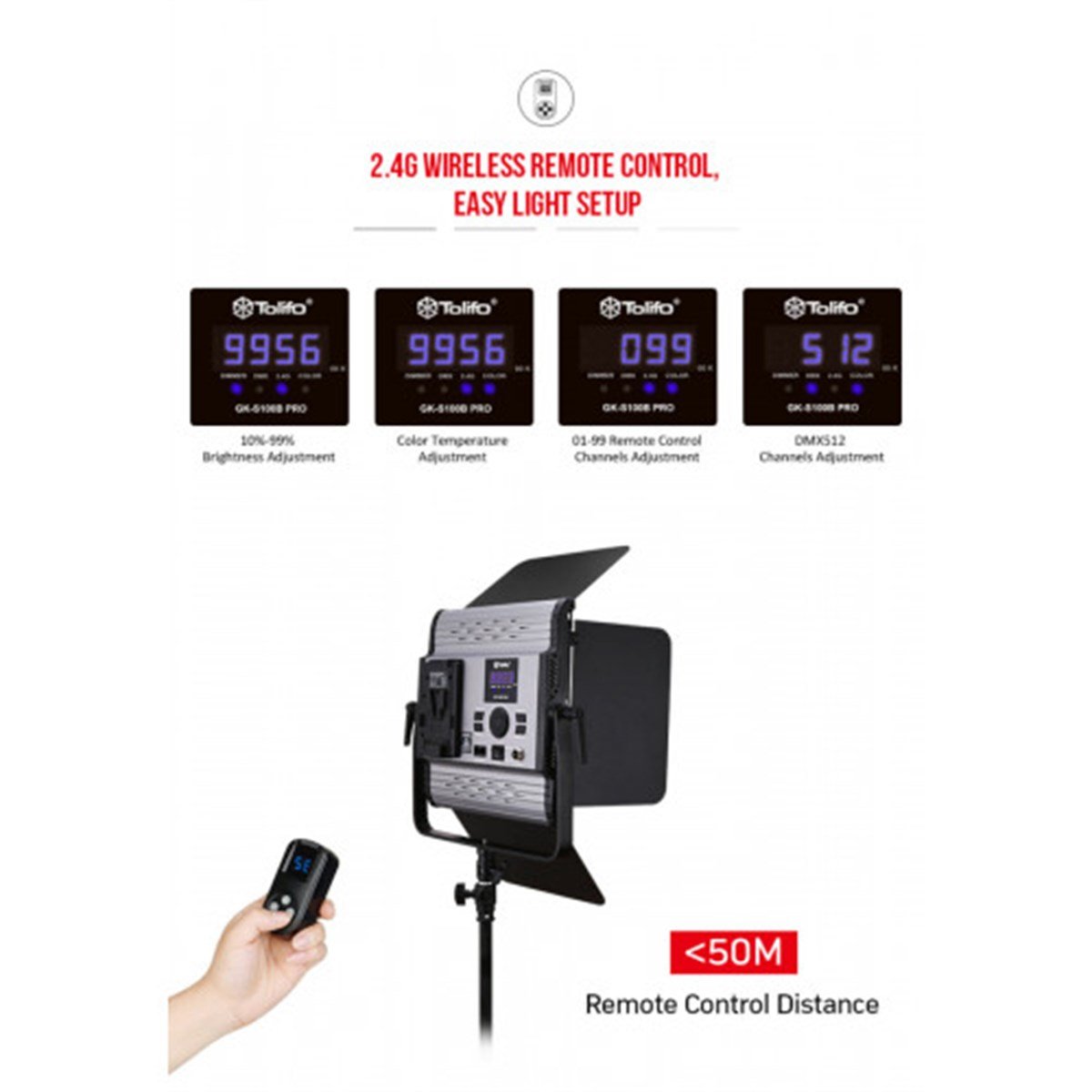 Tolifo GK-S100B Pro Video Işığı