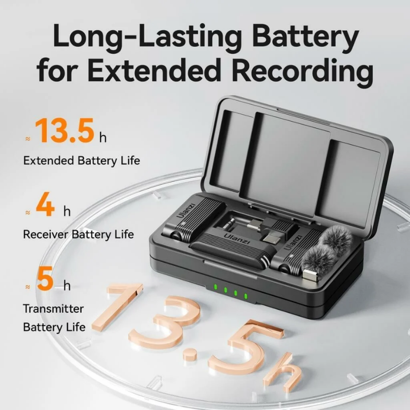 Ulanzi A100 İkili Kablosuz Yaka Mikrofonu (Type-C ve 3.5mm TRS)