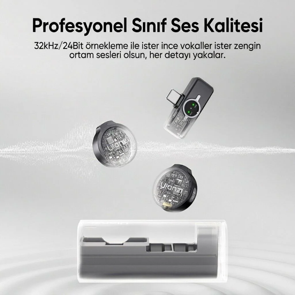 Ulanzi A21 2 Kişilik Kablosuz Yaka Mikrofonu AI Gürültü Azaltma Type-C Siyah Beyaz - A055
