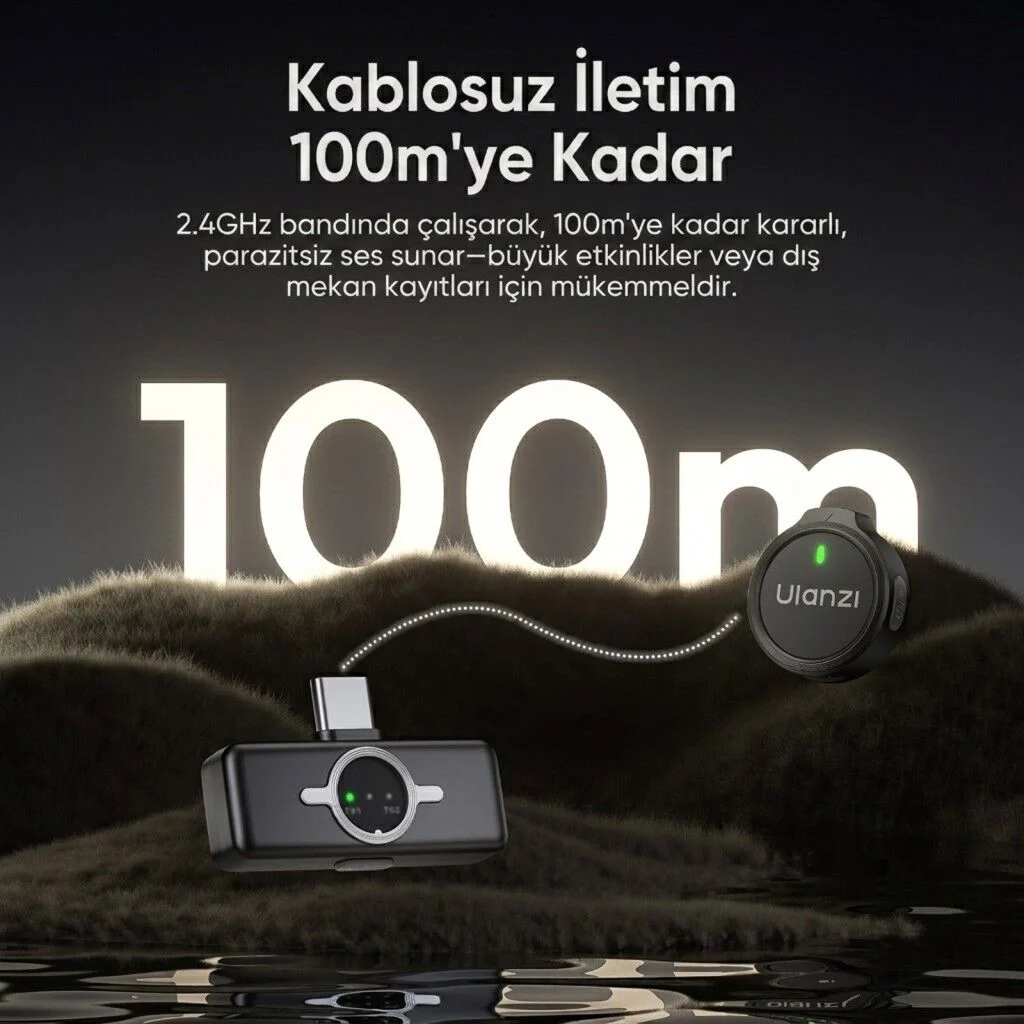 Ulanzi A21 2 Kişilik Kablosuz Yaka Mikrofonu AI Gürültü Azaltma Type-C Siyah Beyaz - A055