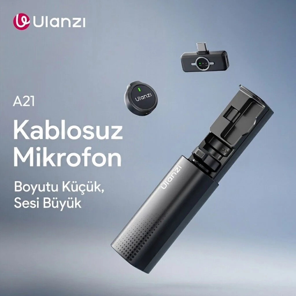 Ulanzi A21 2 Kişilik Kablosuz Yaka Mikrofonu AI Gürültü Azaltma Type-C Siyah Beyaz - A055