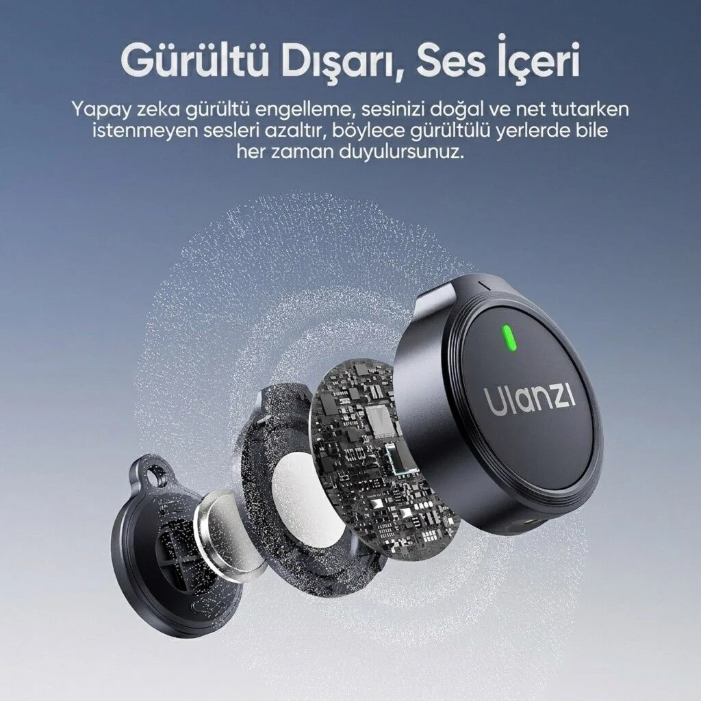 Ulanzi A21 2 Kişilik Kablosuz Yaka Mikrofonu AI Gürültü Azaltma Type-C Siyah Beyaz - A055