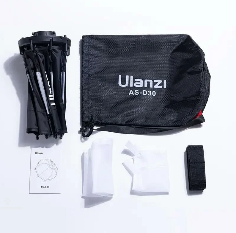 Ulanzi AS-D30 30cm Mini Bowens Montajlı ve Izgaralı Sekizgen Softbox