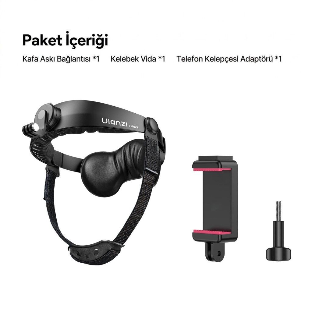 Ulanzi CM029 Ayarlanabilir Aksiyon Kamera ve Telefon Head Mount POV Çekim Sistemi - C098A