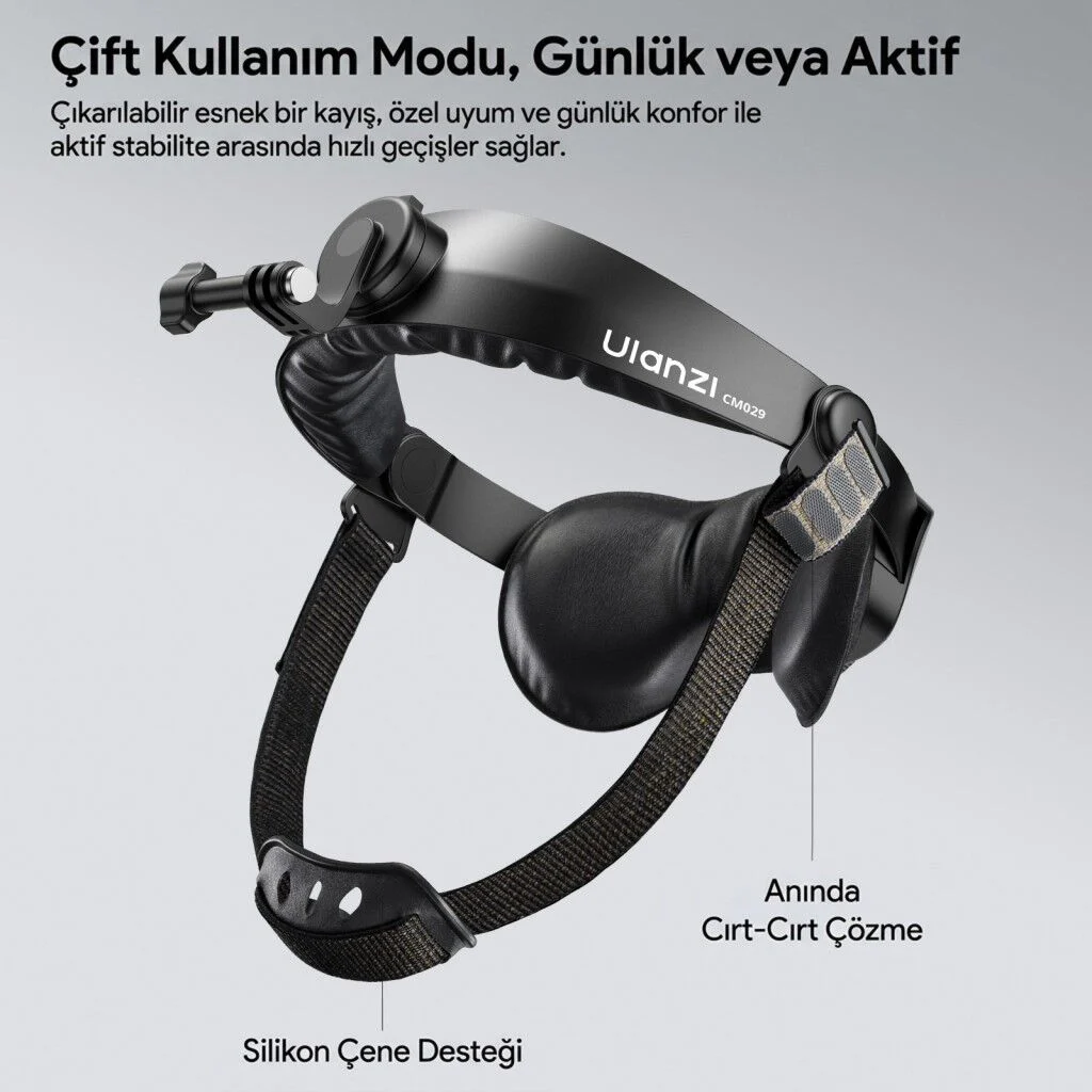 Ulanzi CM029 Ayarlanabilir Aksiyon Kamera ve Telefon Head Mount POV Çekim Sistemi - C098A