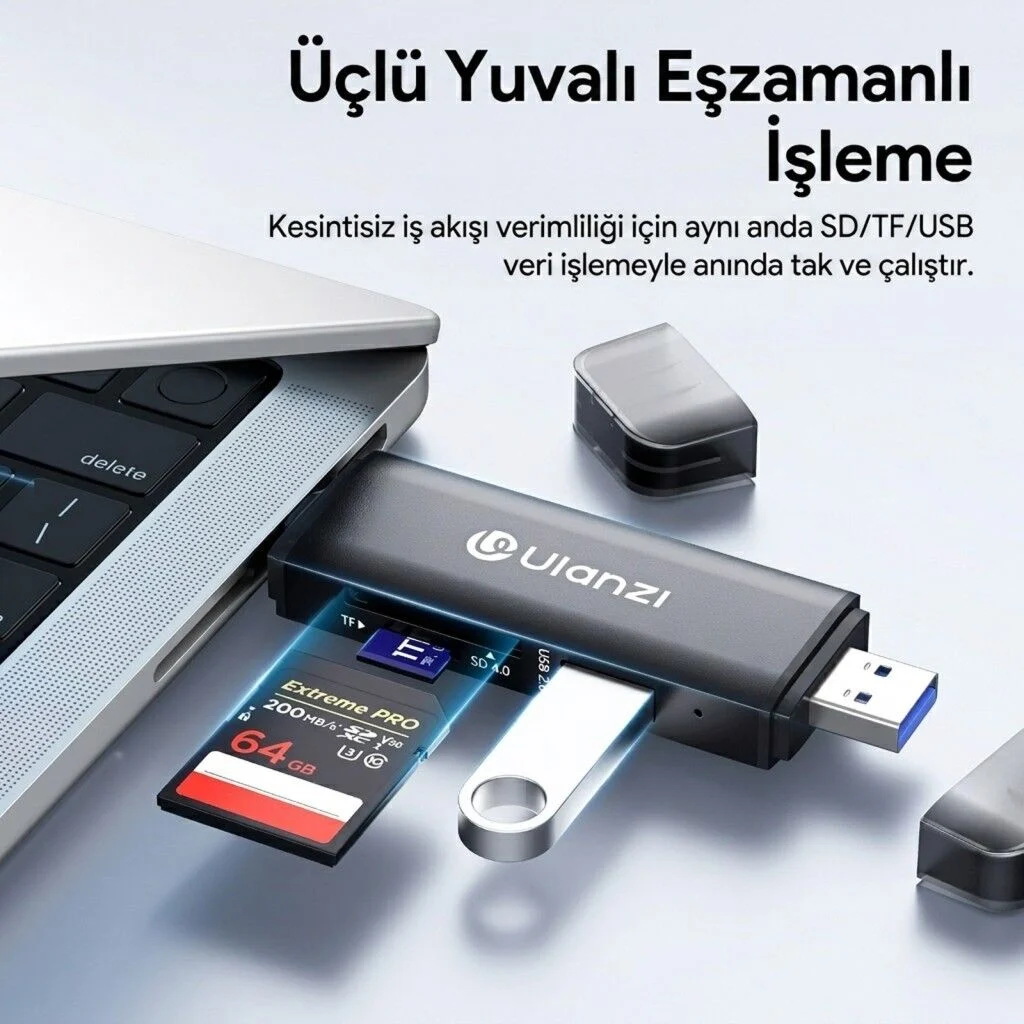 Ulanzi CR3 3 İn 1 USB-C USB-A Kart Okuyucu SD MicroSD - X147