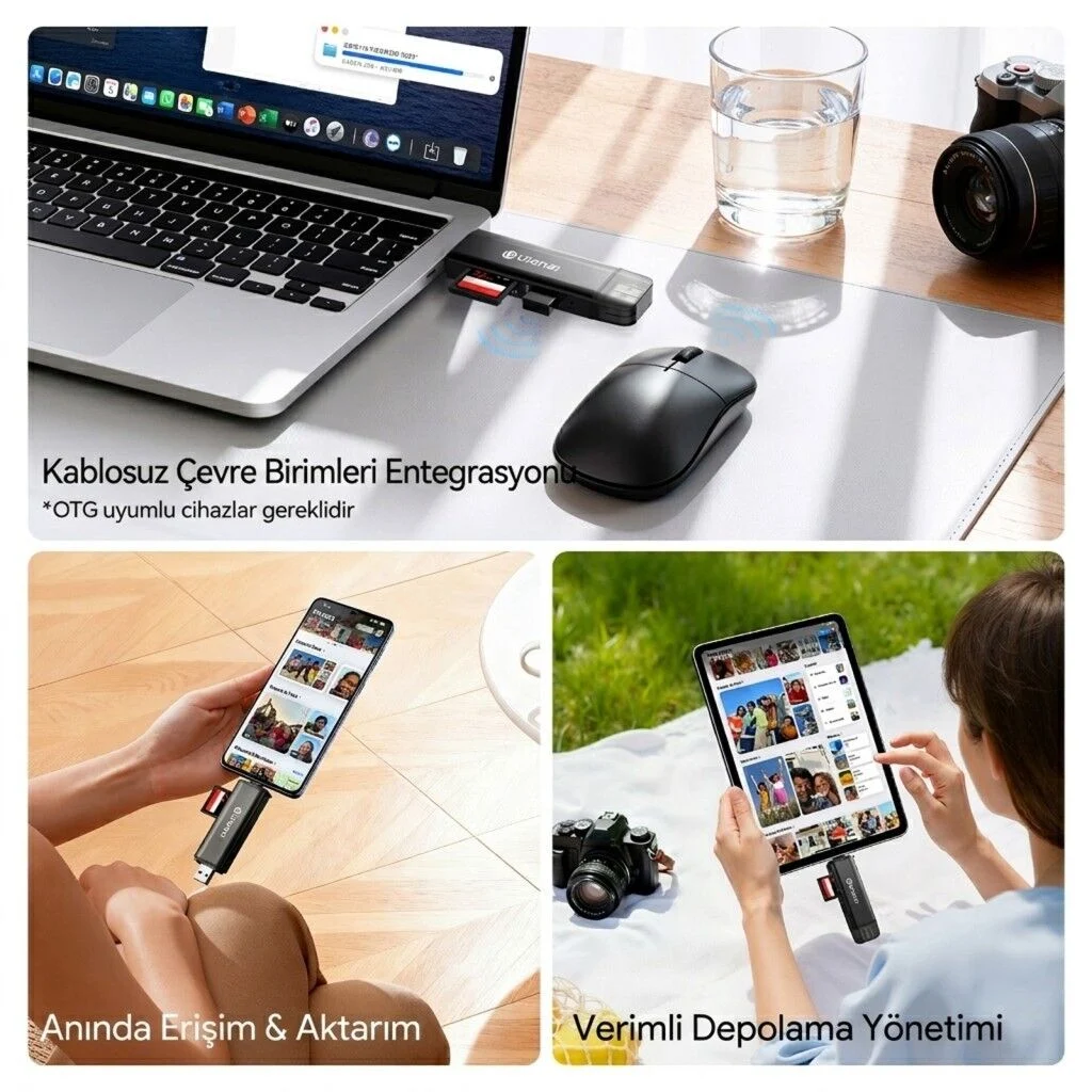 Ulanzi CR3 3 İn 1 USB-C USB-A Kart Okuyucu SD MicroSD - X147