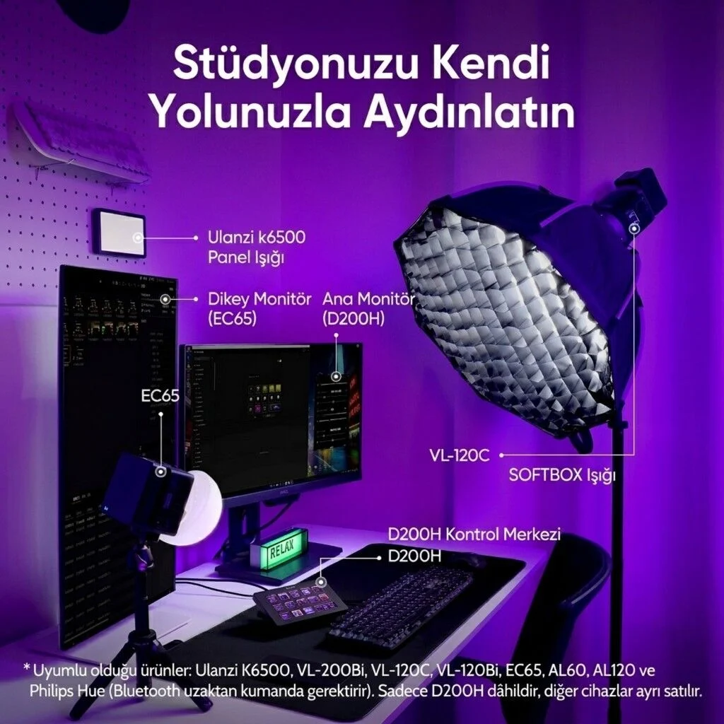 Ulanzi D200H 7 in 1 Stream Controller LCD Yayın Kontrol Paneli - A044