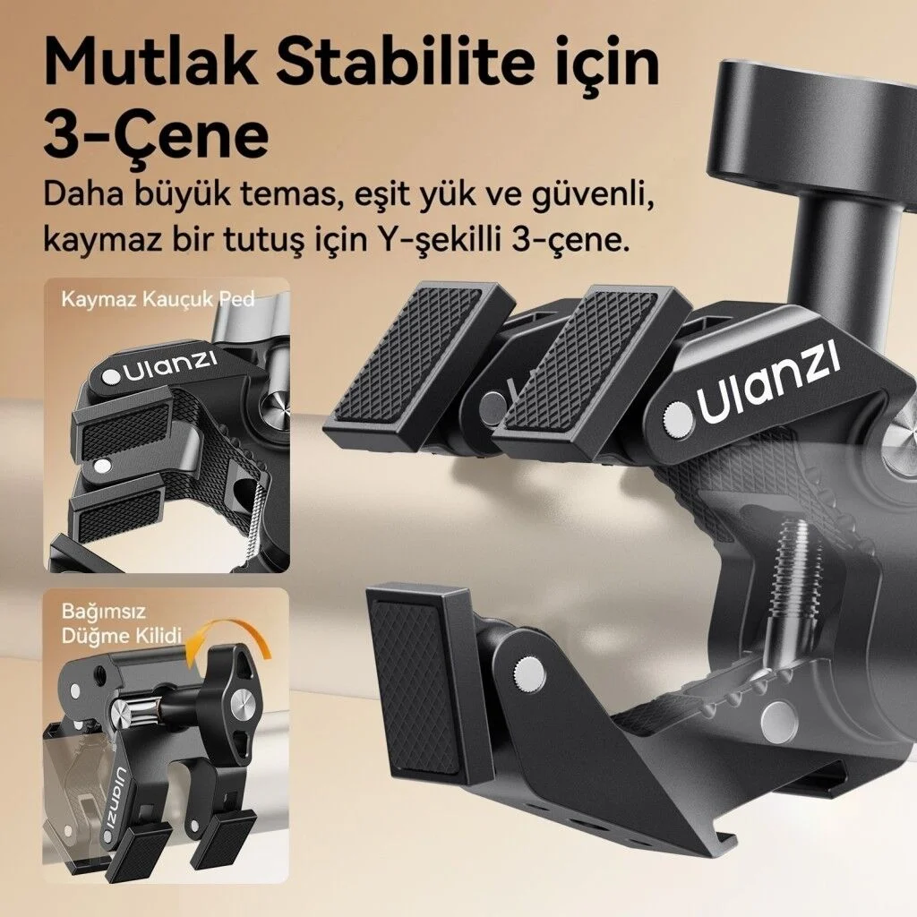 Ulanzi EA03 1kg Taşıma Kapasiteli 45mm Kelepçe 360° Ayarlanabilir Super Clamp - C082