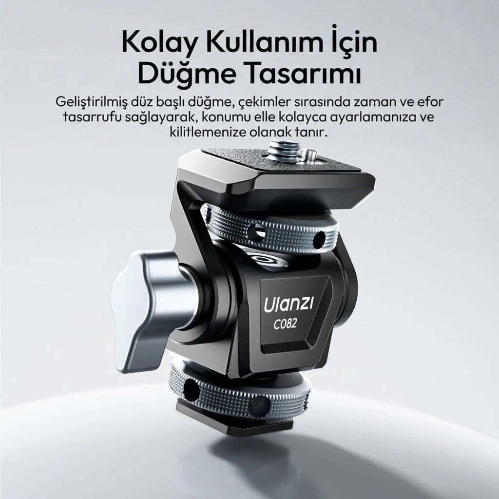 Ulanzi EA04 Adjustable Damping Ball Head Cold Shoe LED Işık ve Monitör Adaptörü - C086