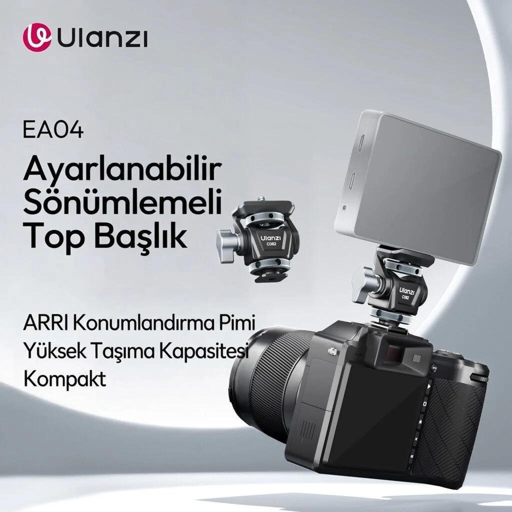 Ulanzi EA04 Adjustable Damping Ball Head Cold Shoe LED Işık ve Monitör Adaptörü - C086