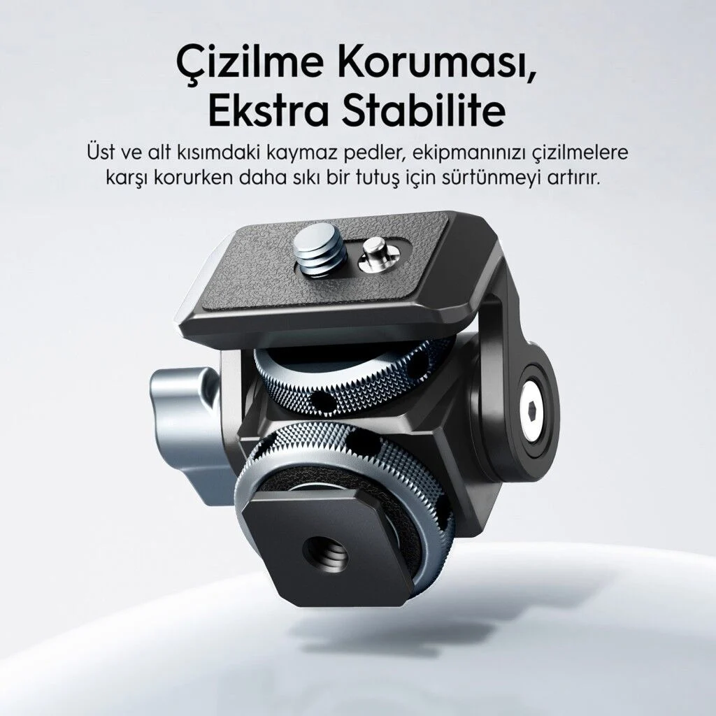 Ulanzi EA04 Adjustable Damping Ball Head Cold Shoe LED Işık ve Monitör Adaptörü - C086