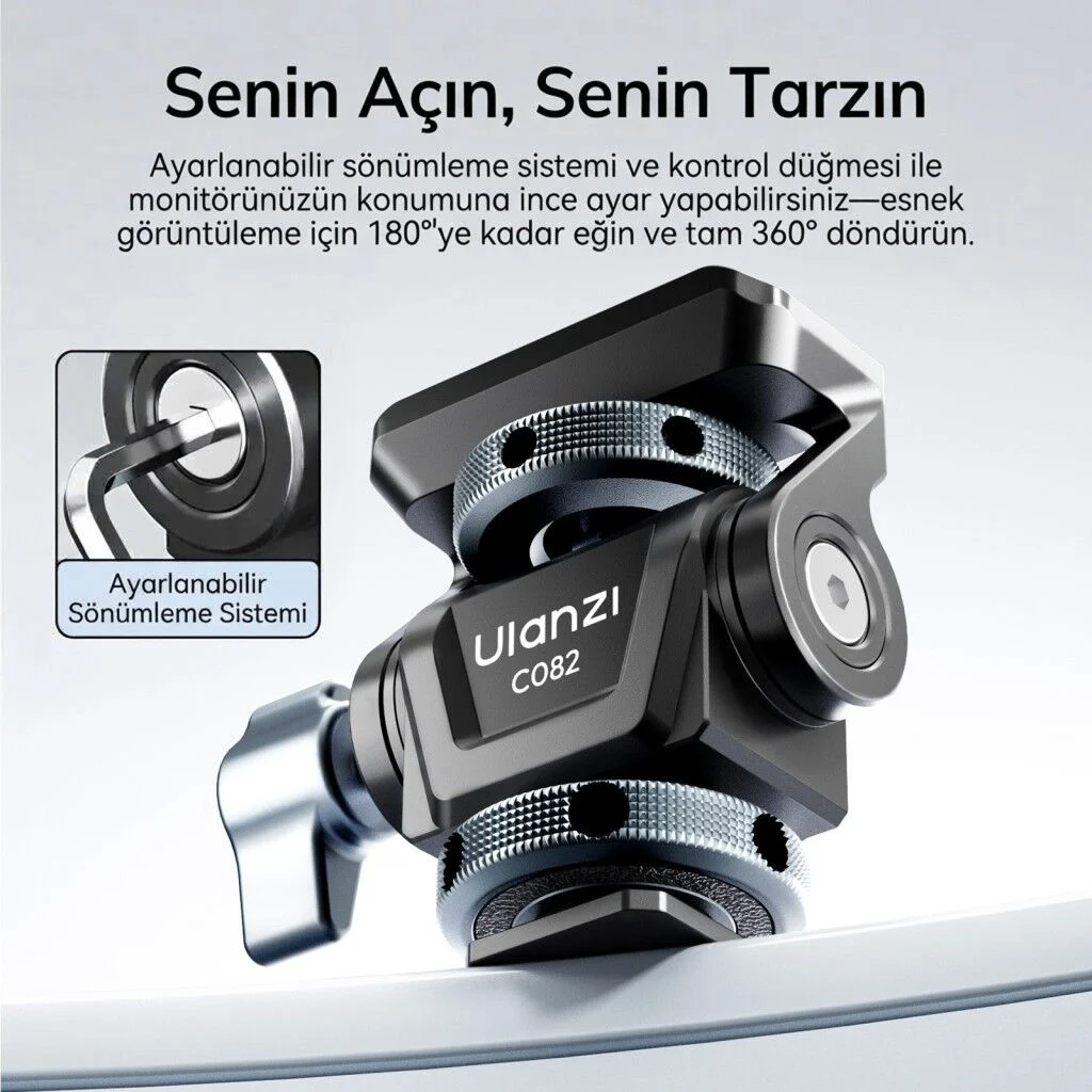 Ulanzi EA04 Adjustable Damping Ball Head Cold Shoe LED Işık ve Monitör Adaptörü - C086