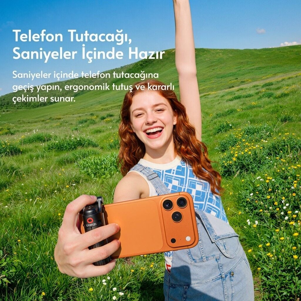 Ulanzi JJ21 Mini 3 in 1 Selfie Monopod Telefon Tutucu Tripod ve Kumandalı Grip - T184
