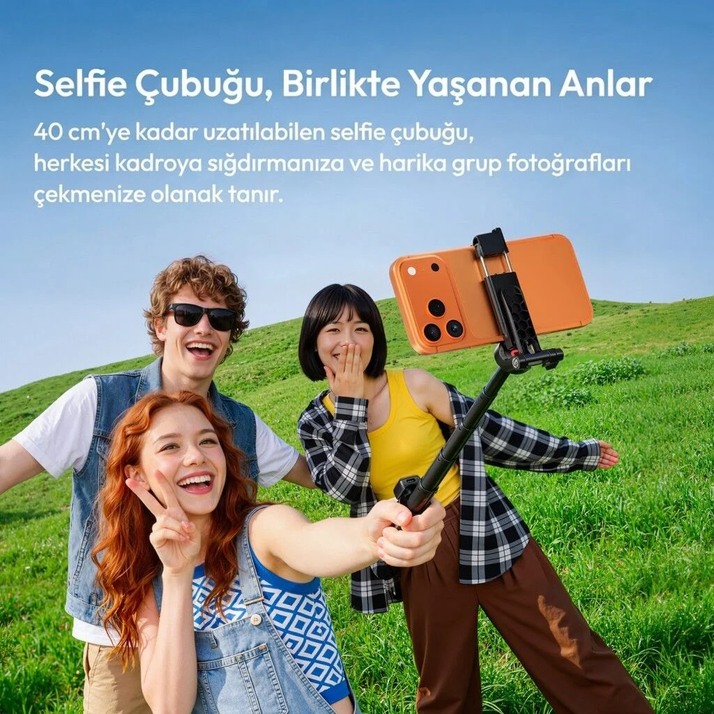 Ulanzi JJ21 Mini 3 in 1 Selfie Monopod Telefon Tutucu Tripod ve Kumandalı Grip - T184
