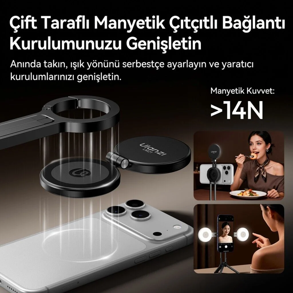 Ulanzi LM21 Manyetik LED Dolgu Işığı Mini Telefon Video Işığı Beyaz - L237