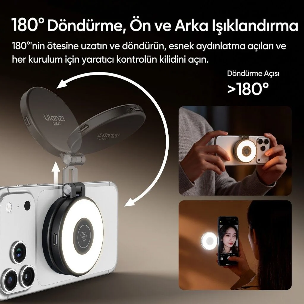 Ulanzi LM21 Manyetik LED Dolgu Işığı Mini Telefon Video Işığı Beyaz - L237