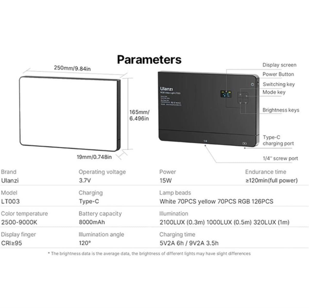 Ulanzi LT003 RGB LED Video Efekt Işık