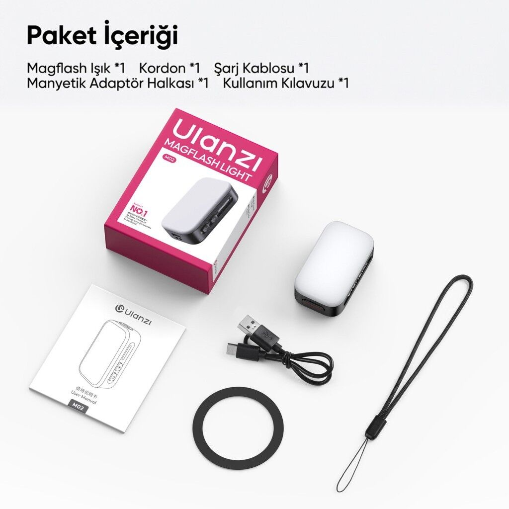 Ulanzi M02 7W 5600K CRI 95+ Bluetooth Mini Flaş ve LED Video Işığı - L217A