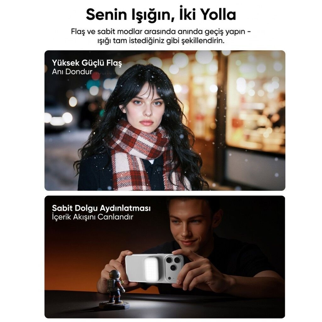 Ulanzi M02 7W 5600K CRI 95+ Bluetooth Mini Flaş ve LED Video Işığı - L217A