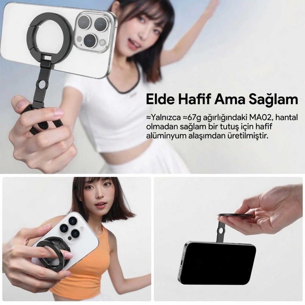 Ulanzi MA02 MagLock Dual Manyetik Telefon Standı Gümüş - C118