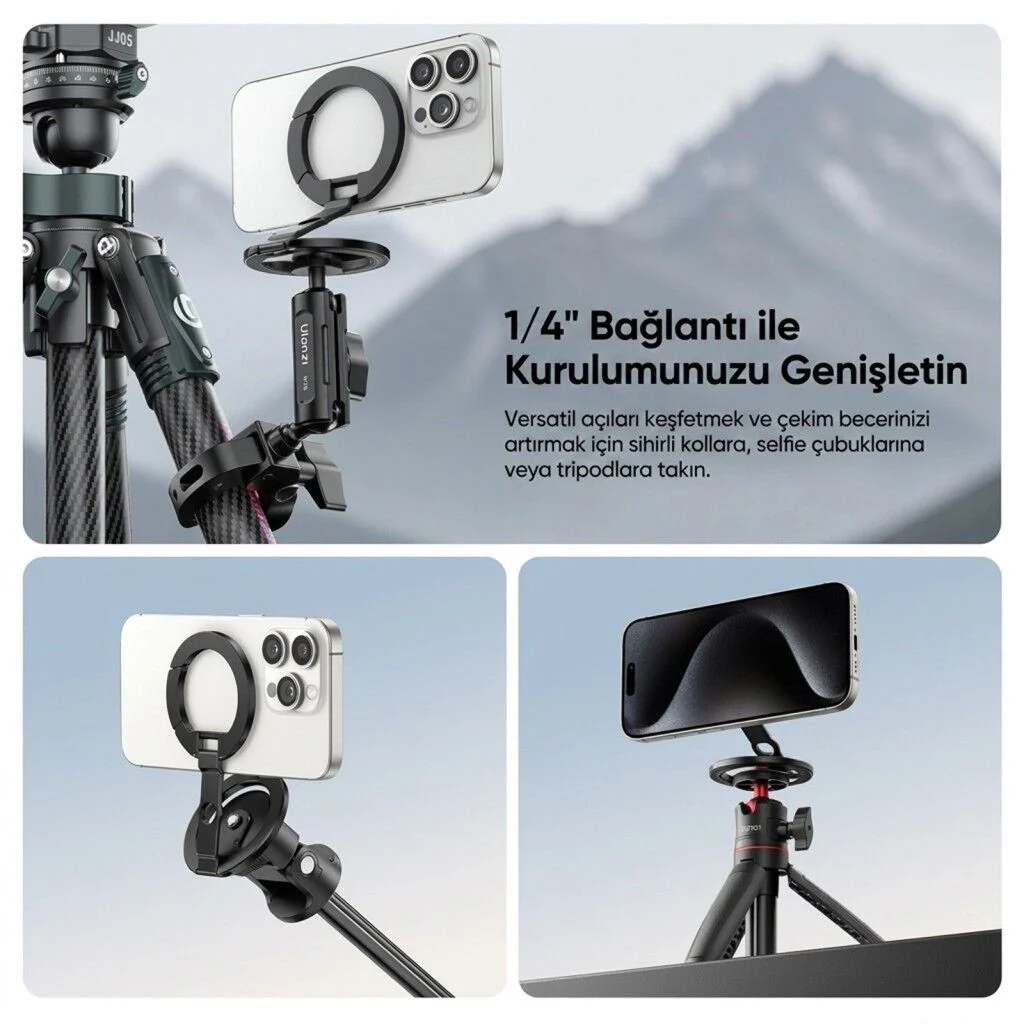 Ulanzi MA02 MagLock Dual Manyetik Telefon Standı Gümüş - C118