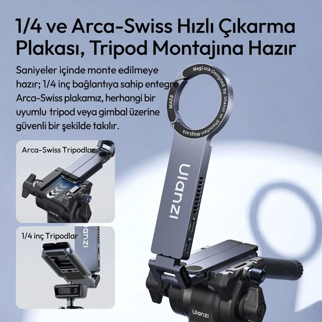 Ulanzi MA58 SSD Enclosure 10Gbps Manyetik Telefon Standı Tripod - S046