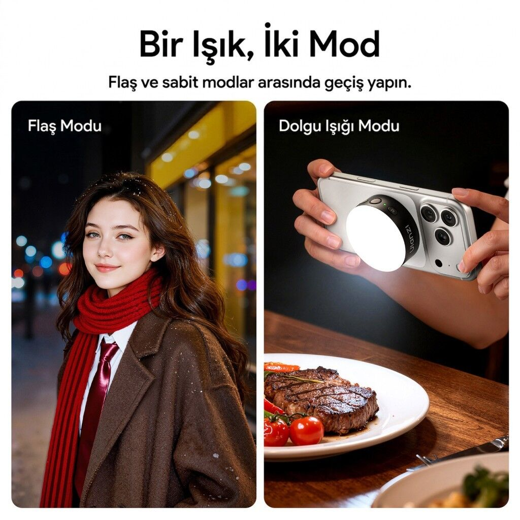 Ulanzi MFL01 2'si 1 Arada Bluetooth Manyetik Telefon Flaş ve Vlog Işığı - L151