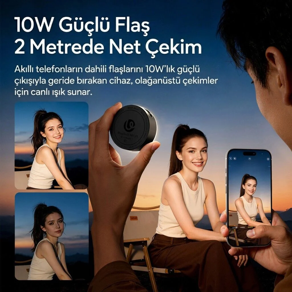 Ulanzi MFL01 2'si 1 Arada Bluetooth Manyetik Telefon Flaş ve Vlog Işığı - L151