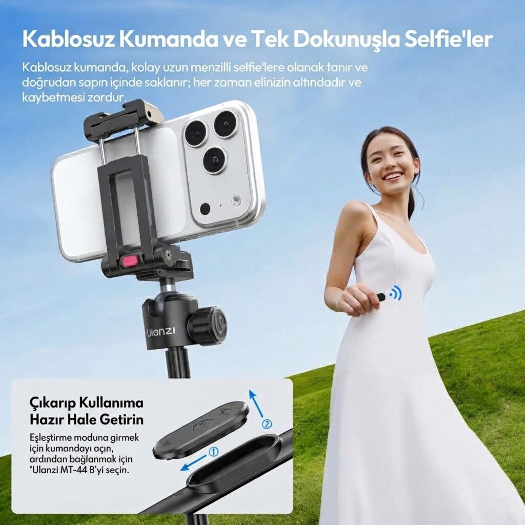 Ulanzi MT-44B 150cm 2 in 1 Otomatik Açılan 4 Ayaklı Selfie Monopod Tripod Siyah - S056