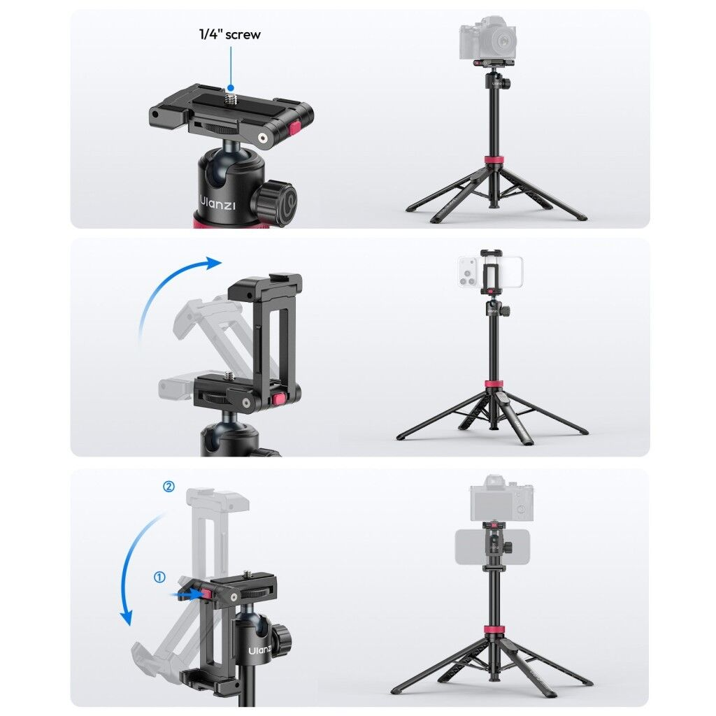 Ulanzi MT-44B 150cm 2 in 1 Otomatik Açılan 4 Ayaklı Selfie Monopod Tripod Siyah - S056
