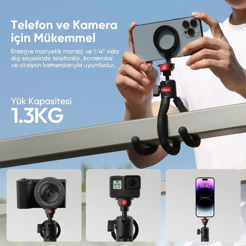 Ulanzi MT30 Telefon ve Kamera Uyumlu Manyetik Esnek Tripod - T176