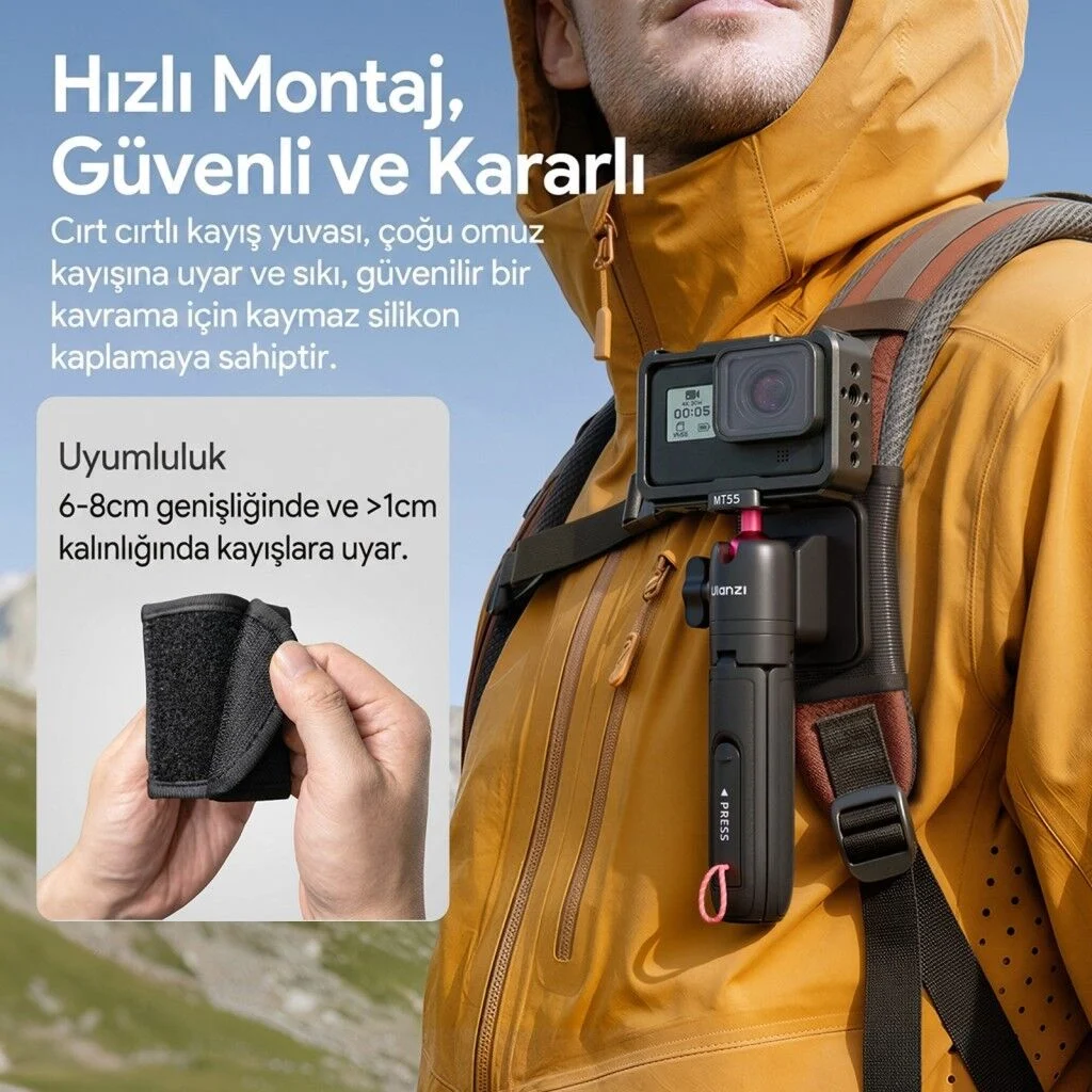 Ulanzi MT55 SnapGo 4 in 1 Mini Selfie Stick Tripod Telefon ve Aksiyon Kamera Uyumlu - T165