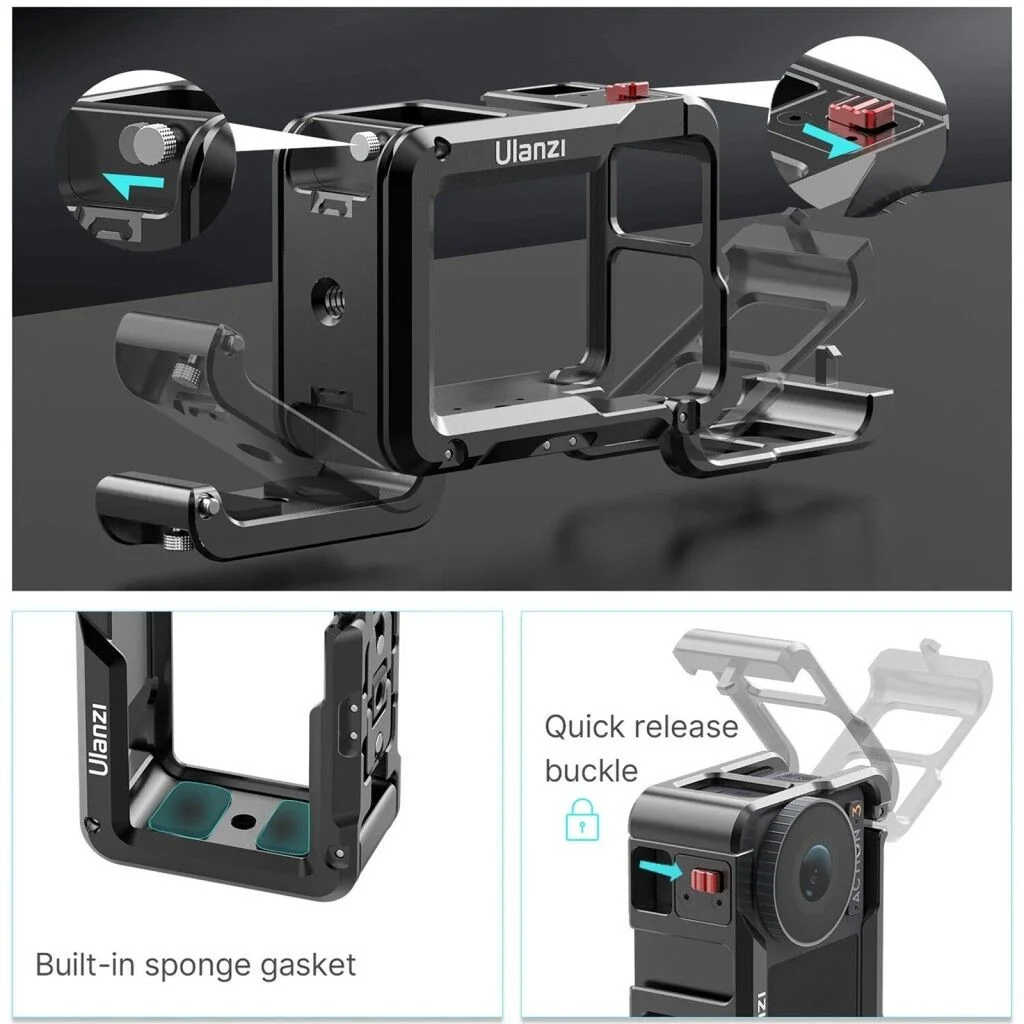 Ulanzi OA-14 Osmo Action 3 4 ve 5 Pro Uyumlu Metal Aksiyon Kamera Kafesi - 3204A